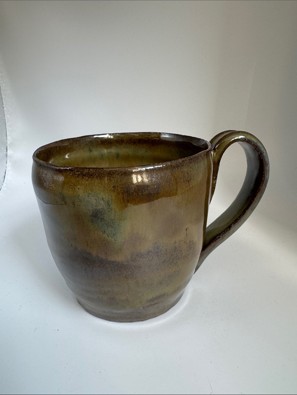 Handmade Ceramic Mug in Olive green Brown Glaze